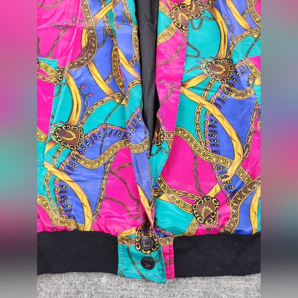 Vintage GDT TOO Bomber Blazer Graphic Jacket One Size Bottom Buttons Geometric - Picture 2 of 13